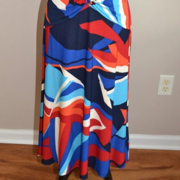 Lauren Ralph Lauren NWT Colorful sleeveless Twist front Jersey Dress, sz 10 - Picture 5 of 9